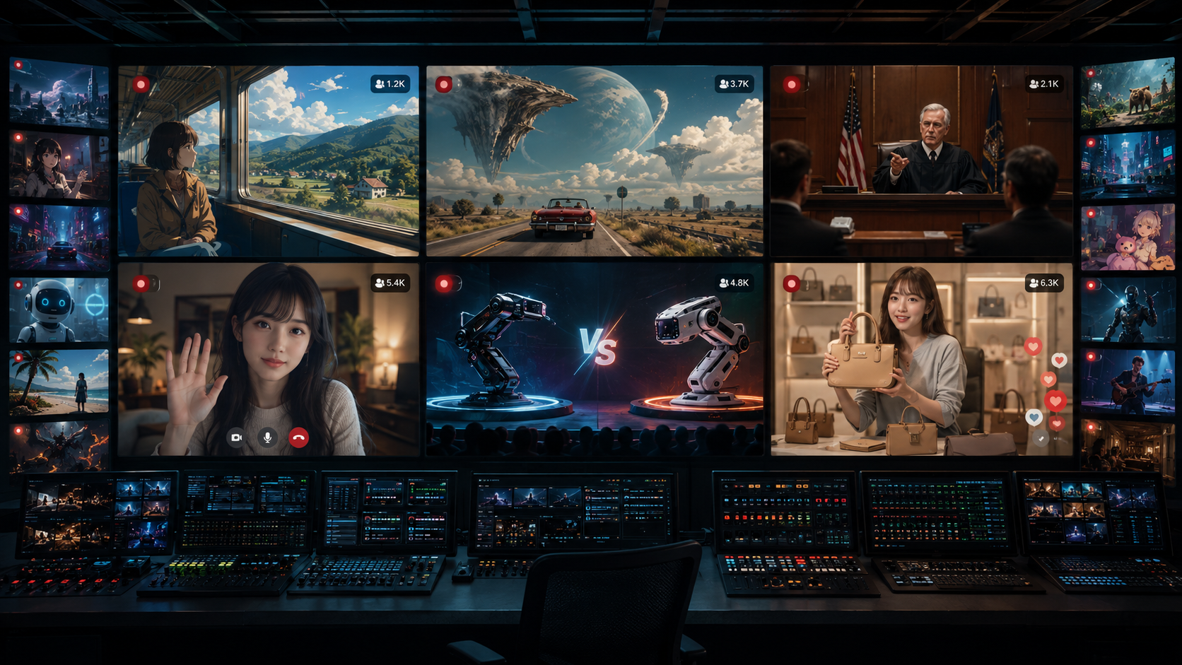 A wall of live AI-generated channels